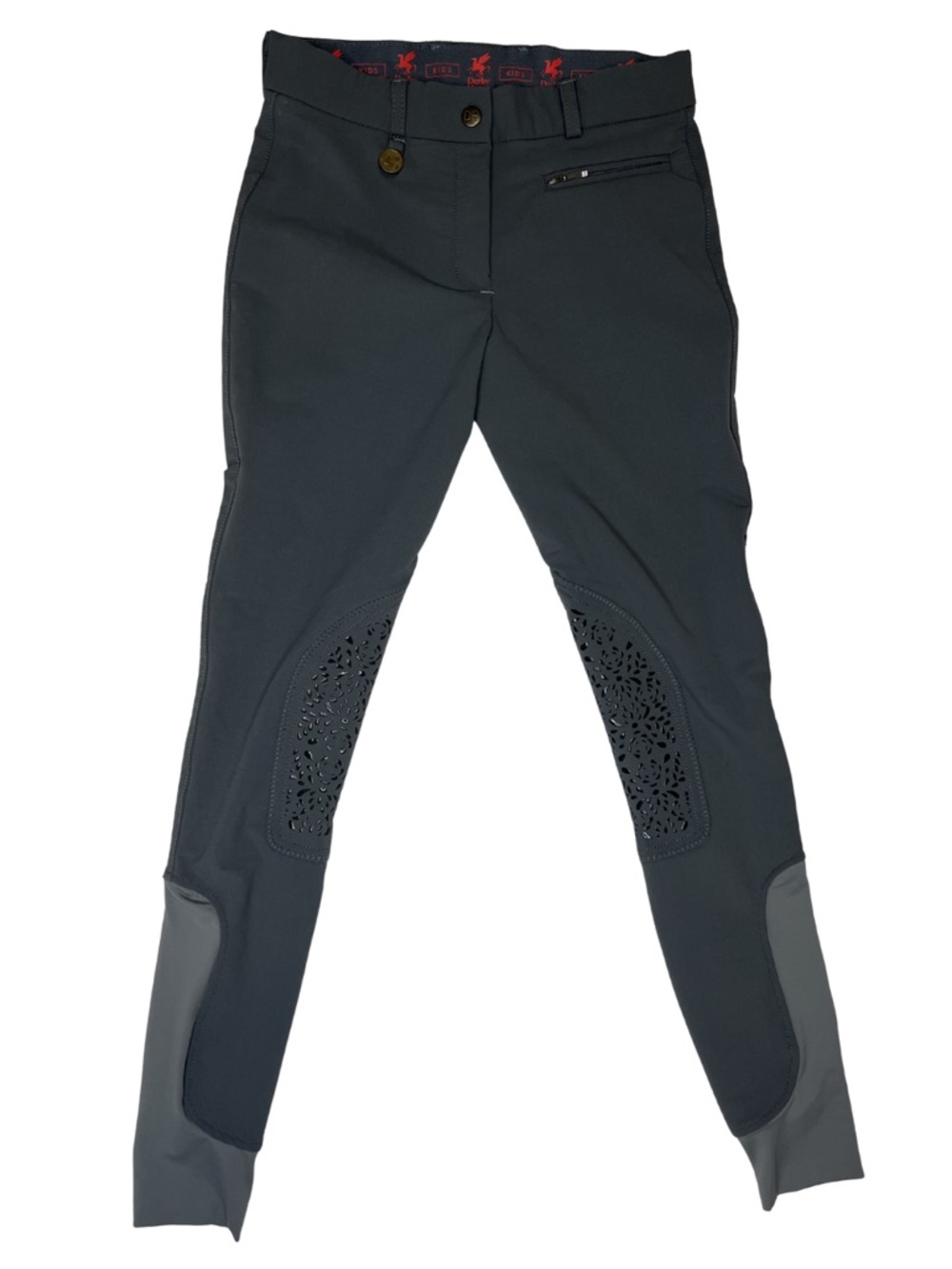 Derby House Kids Full Seat Silicone Riding Breeches Gray Equestrian Pants
